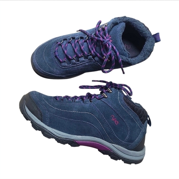 Ryka Canyon Shearling Suede Hiking Boots Navy Purple Size 9 - Picture 4 of 13